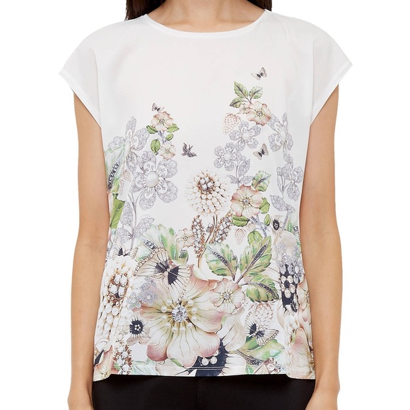 Ted Baker London Tops - Ted Baker Taysae Gem Gardens T-Shirt Top Ivory XXS